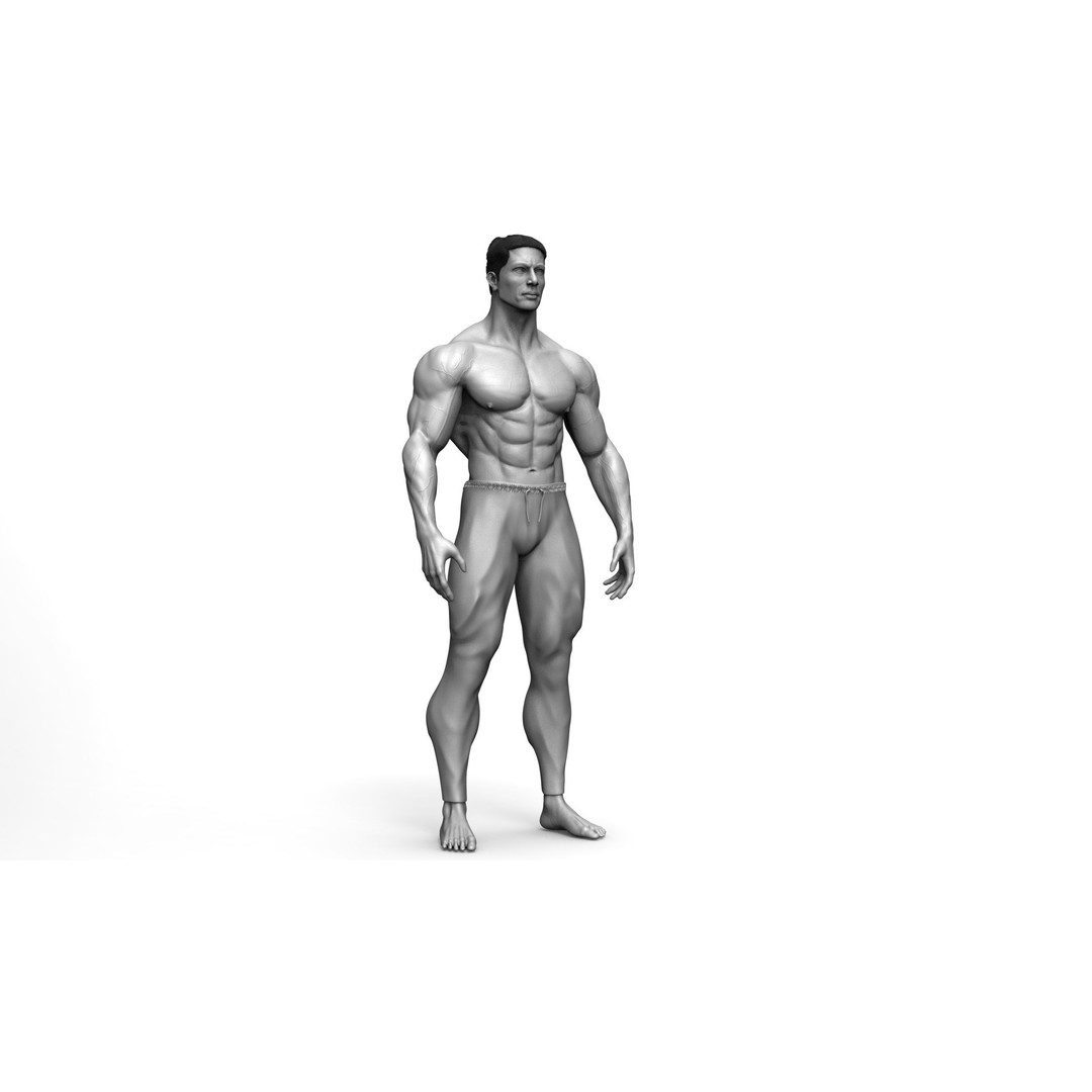 Male Bodybuilder 3D Model – High Poly Game-Ready Character - View 4