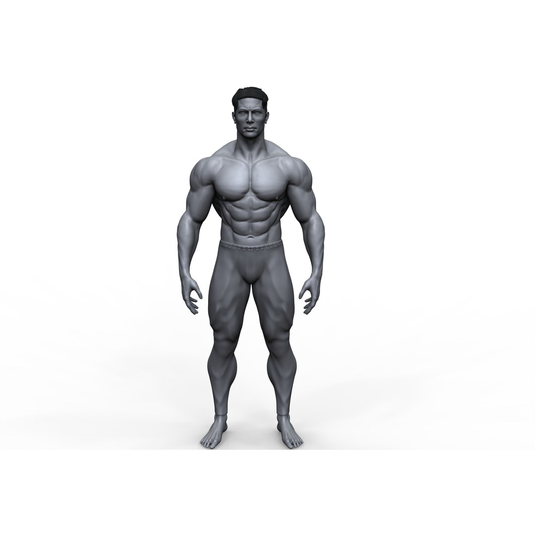Male Bodybuilder 3D Model – High Poly Game-Ready Character - View 6