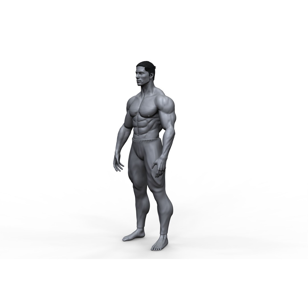 Male Bodybuilder 3D Model – High Poly Game-Ready Character - View 7