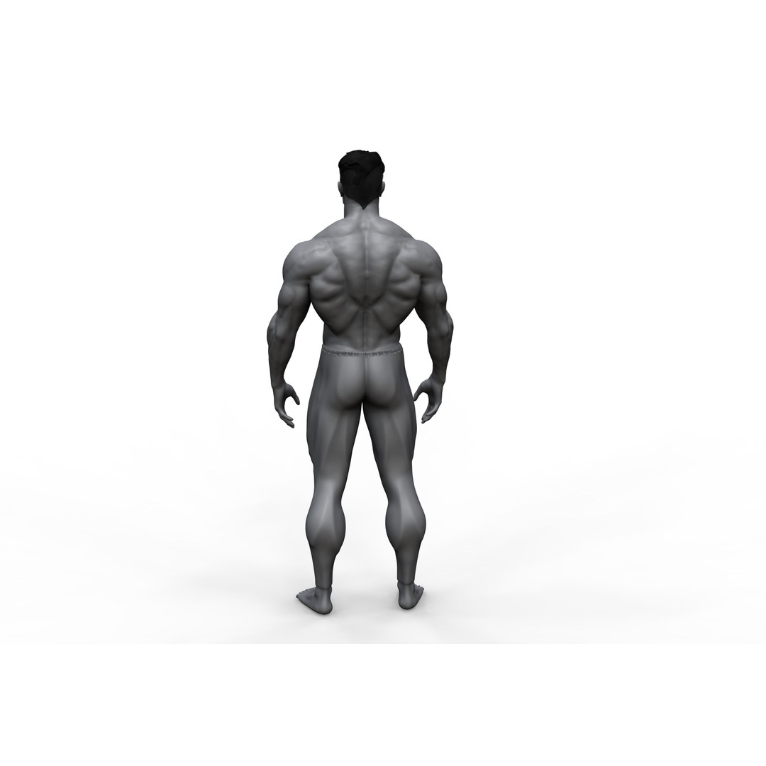 Male Bodybuilder 3D Model – High Poly Game-Ready Character - View 8