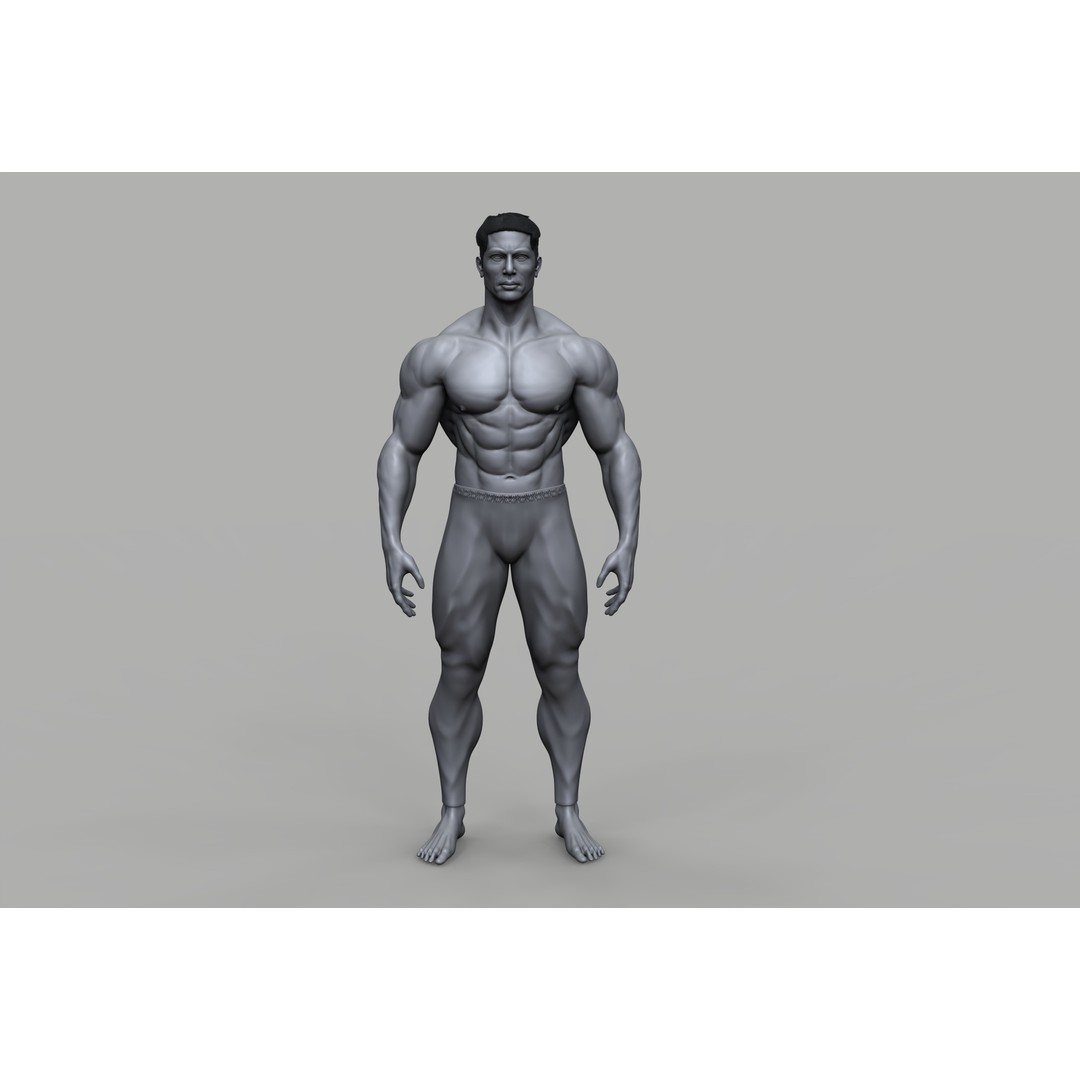 Male Bodybuilder 3D Model – High Poly Game-Ready Character - View 9