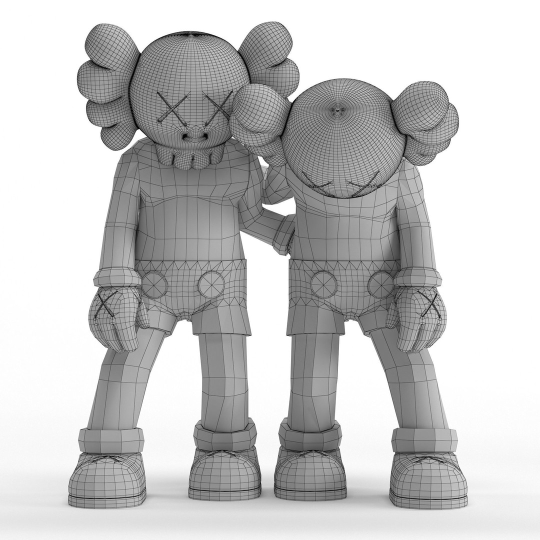 Kaws Figurine 3D Model – Kawaii Character Statue, FBX & OBJ