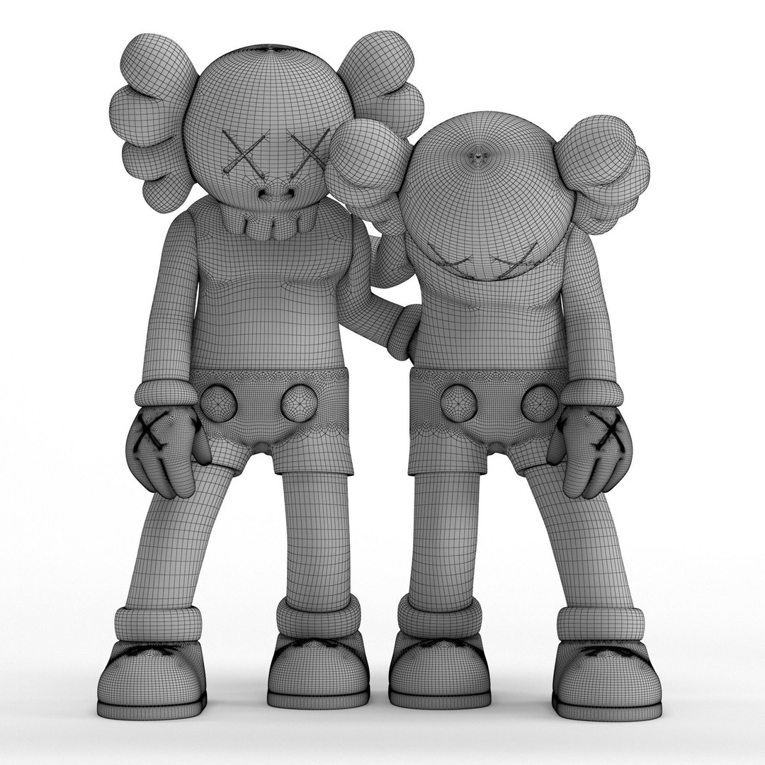 Kaws Figurine 3D Model – Kawaii Character Statue, FBX & OBJ - View 8