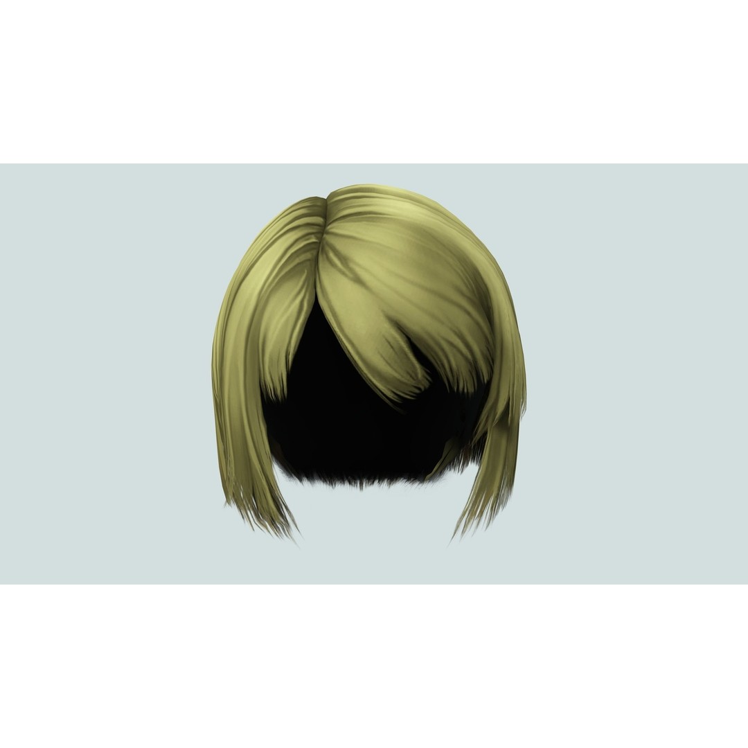 Classic Bob Hair 3D Model – Low Poly Hair Asset, FBX, PBR - View 10