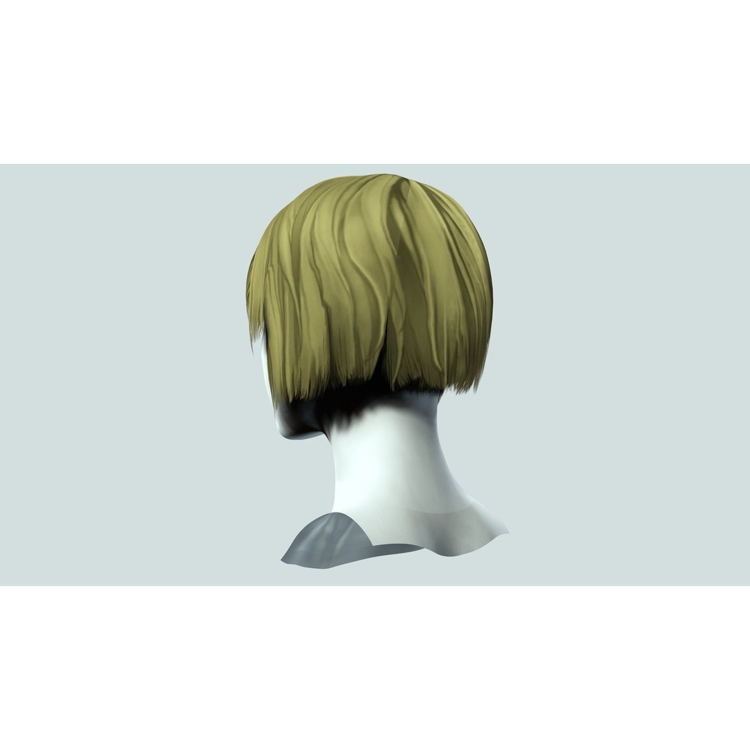 Classic Bob Hair 3D Model – Low Poly Hair Asset, FBX, PBR - View 7