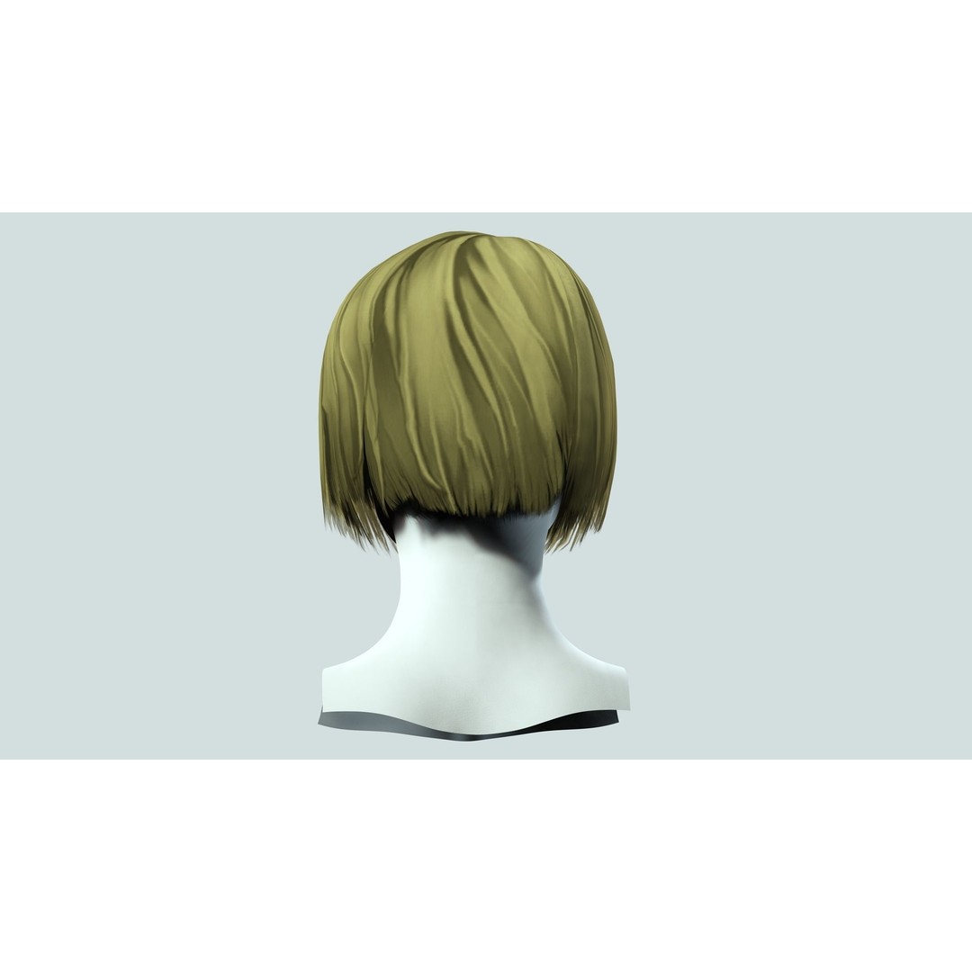 Classic Bob Hair 3D Model – Low Poly Hair Asset, FBX, PBR - View 8
