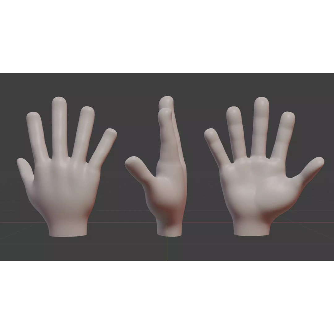 Cartoon Stylized Hand 3D Model – Character Asset for Animation, Blender - View 2