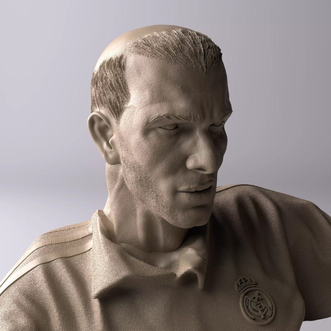 Zinedine Zidane 3D Model – Premium Collectible Statue for Printing - View 4