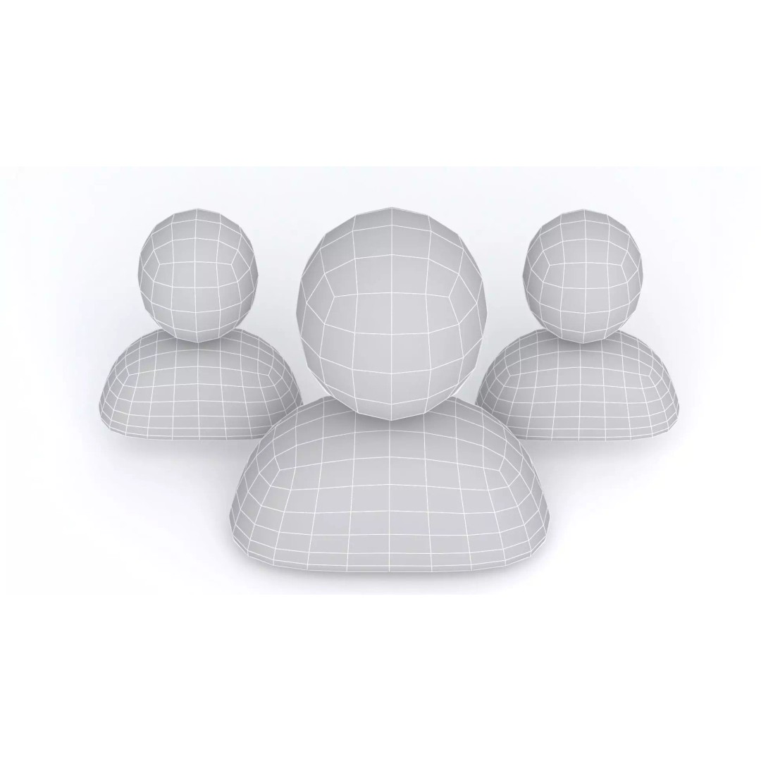 Group User Icon 3D Model – High Poly Cartoon Style, OBJ & Max Formats - View 10