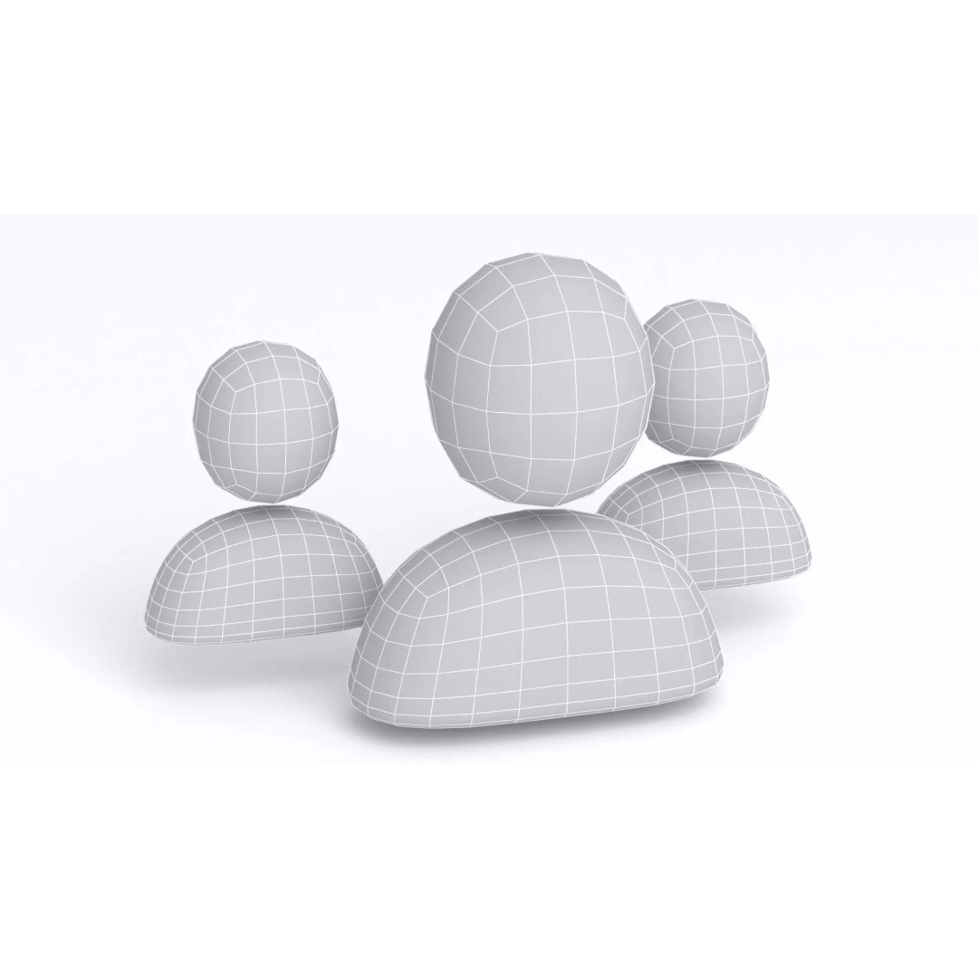 Group User Icon 3D Model – High Poly Cartoon Style, OBJ & Max Formats - View 11