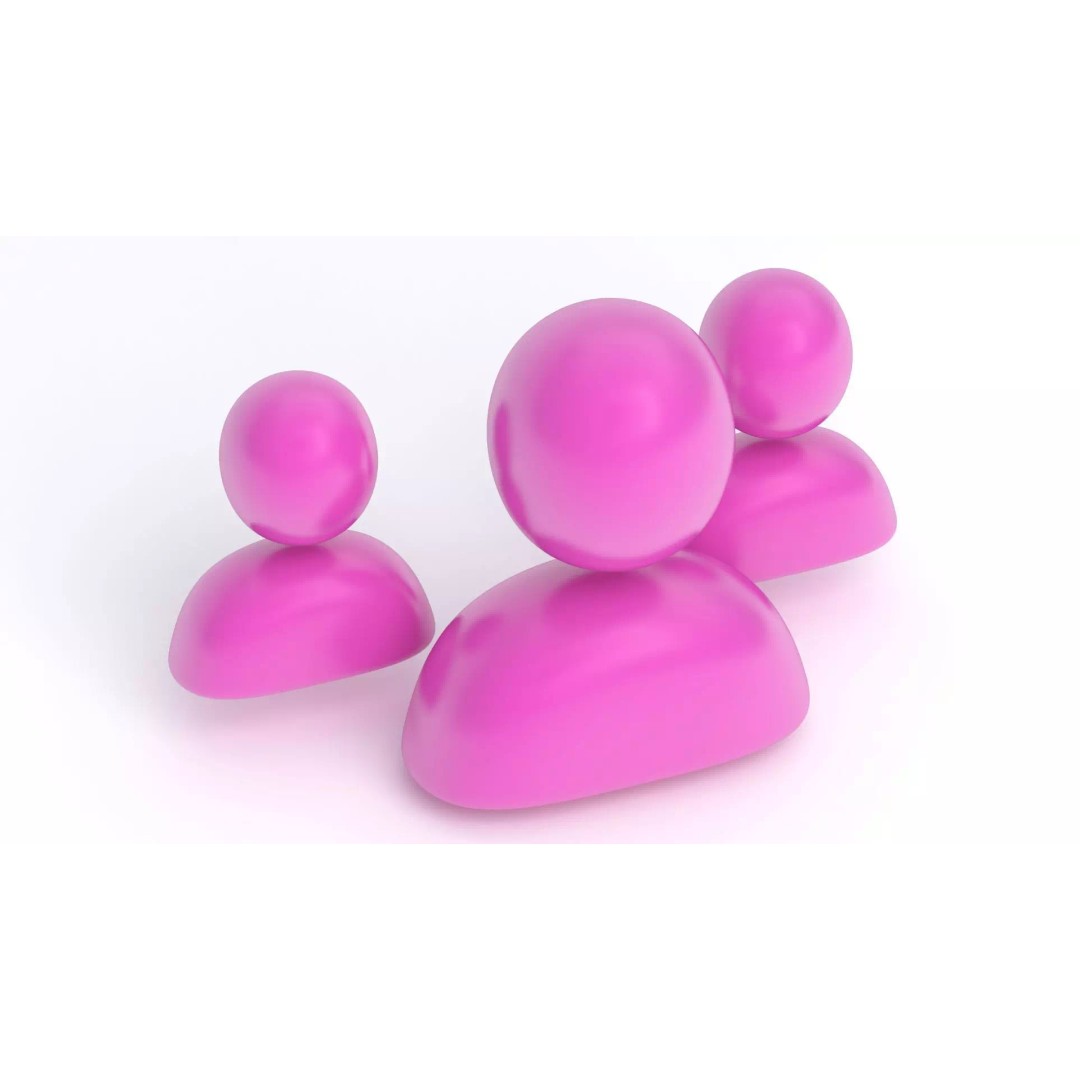 Group User Icon 3D Model – High Poly Cartoon Style, OBJ & Max Formats - View 3