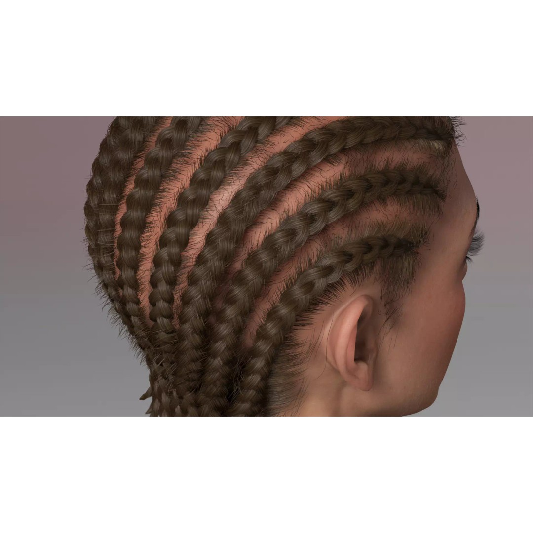 Cornrow Braids Groom 3D Model – Realistic Hair for MetaHuman & Unreal Engine - View 10