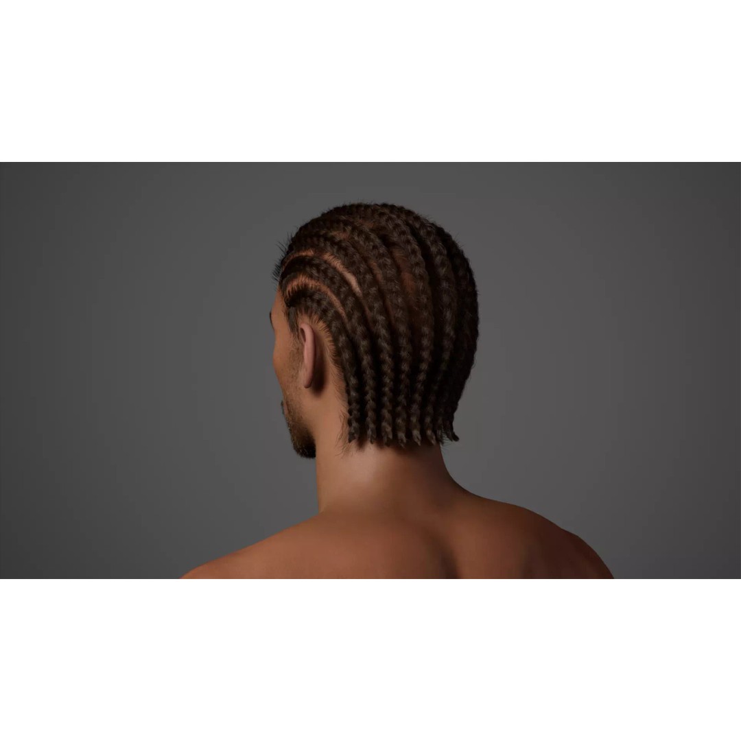 Cornrow Braids Groom 3D Model – Realistic Hair for MetaHuman & Unreal Engine - View 20
