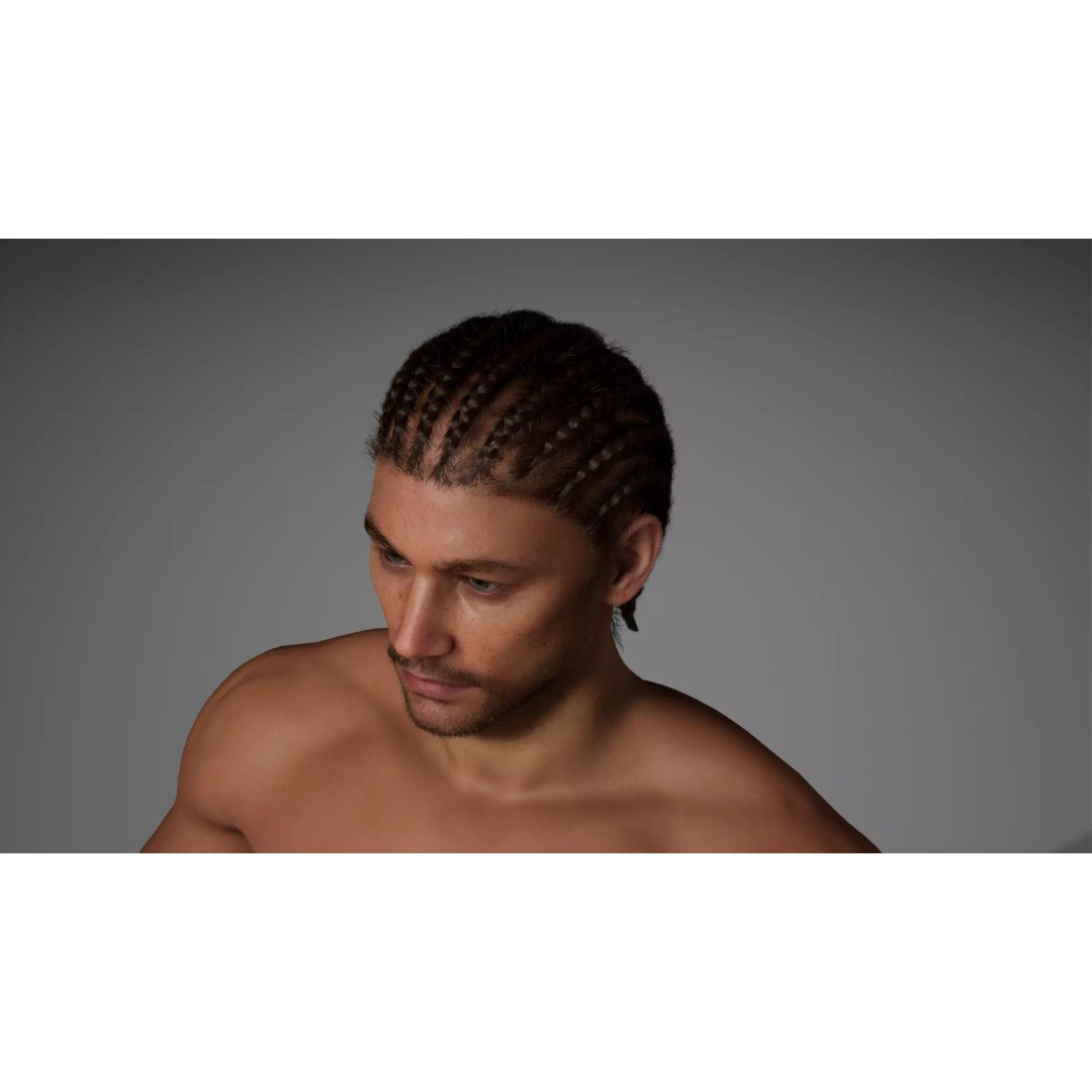Cornrow Braids Groom 3D Model – Realistic Hair for MetaHuman & Unreal Engine - View 21