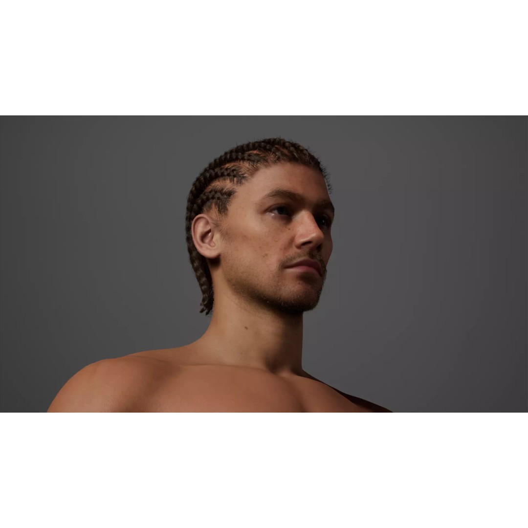 Cornrow Braids Groom 3D Model – Realistic Hair for MetaHuman & Unreal Engine - View 22