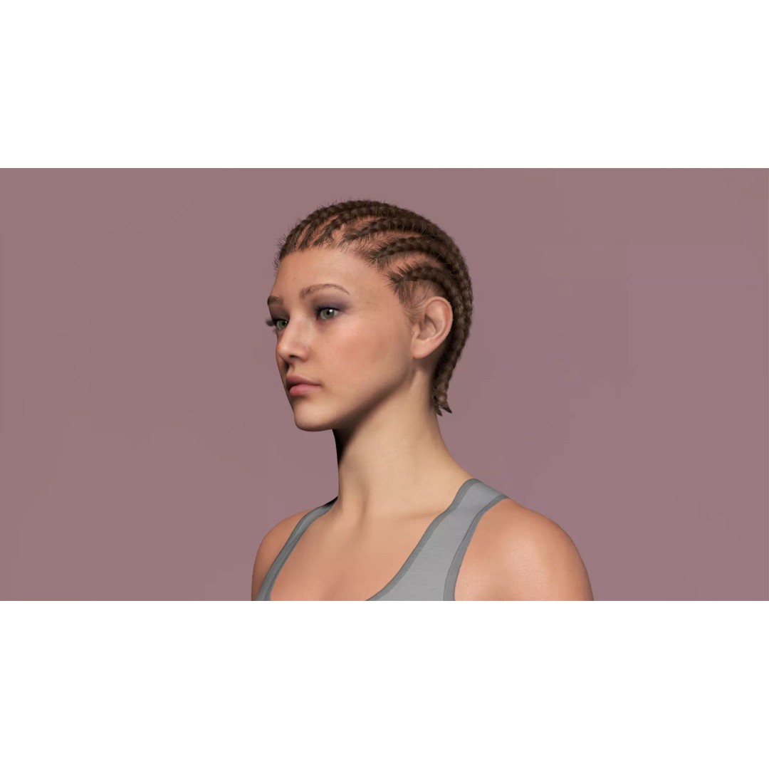 Cornrow Braids Groom 3D Model – Realistic Hair for MetaHuman & Unreal Engine - View 3