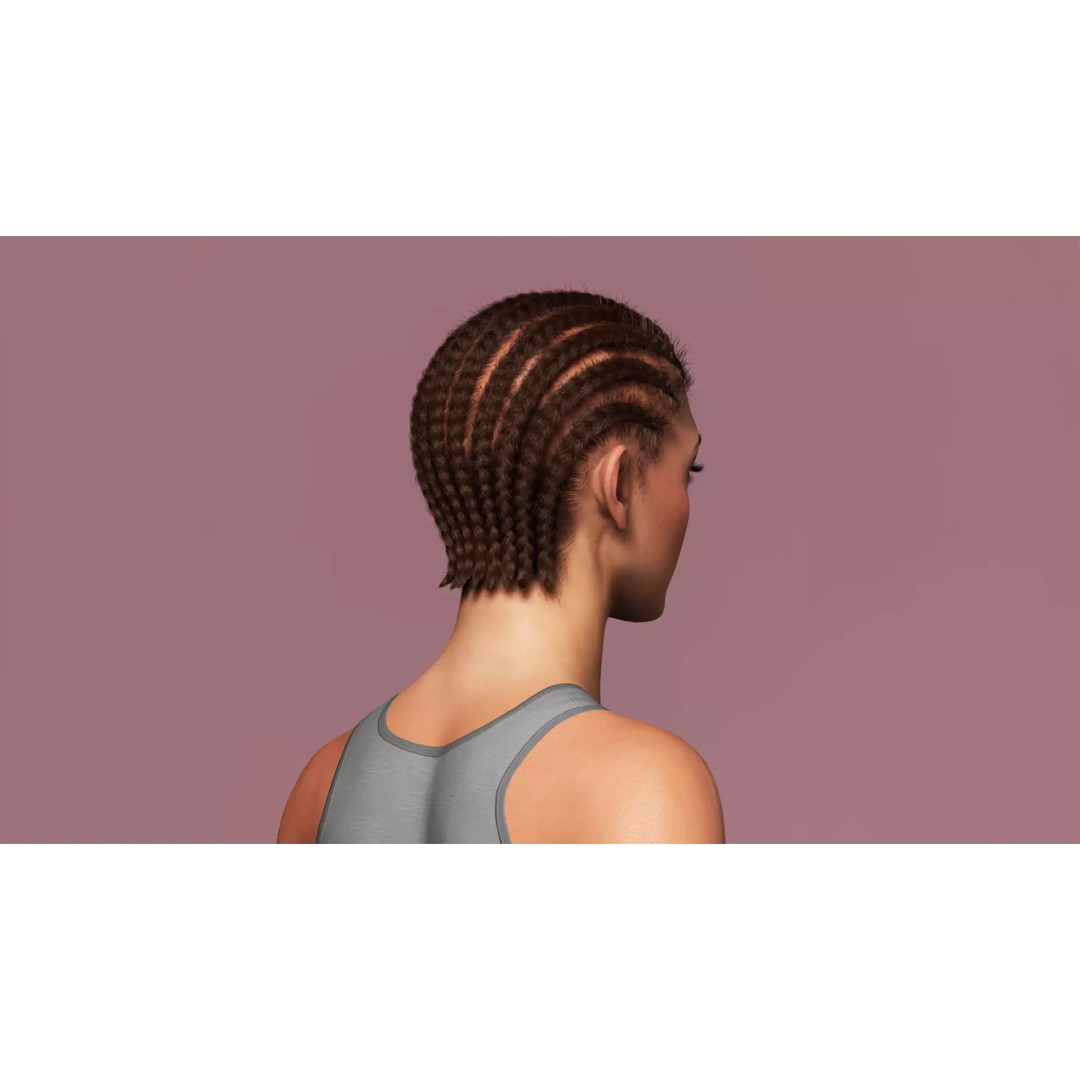 Cornrow Braids Groom 3D Model – Realistic Hair for MetaHuman & Unreal Engine - View 7