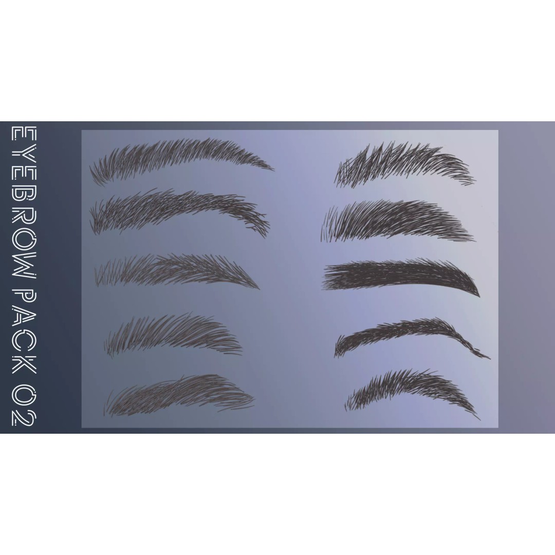 Eyebrow Pack 3D Model – Low Poly Hair Grooming Asset, FBX & Blender - View 2