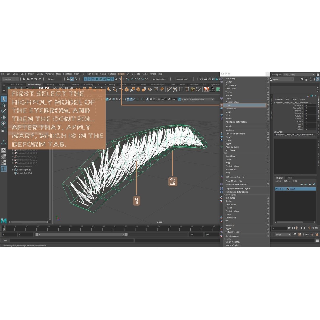 Eyebrow Pack 3D Model – Low Poly Hair Grooming Asset, FBX & Blender - View 22