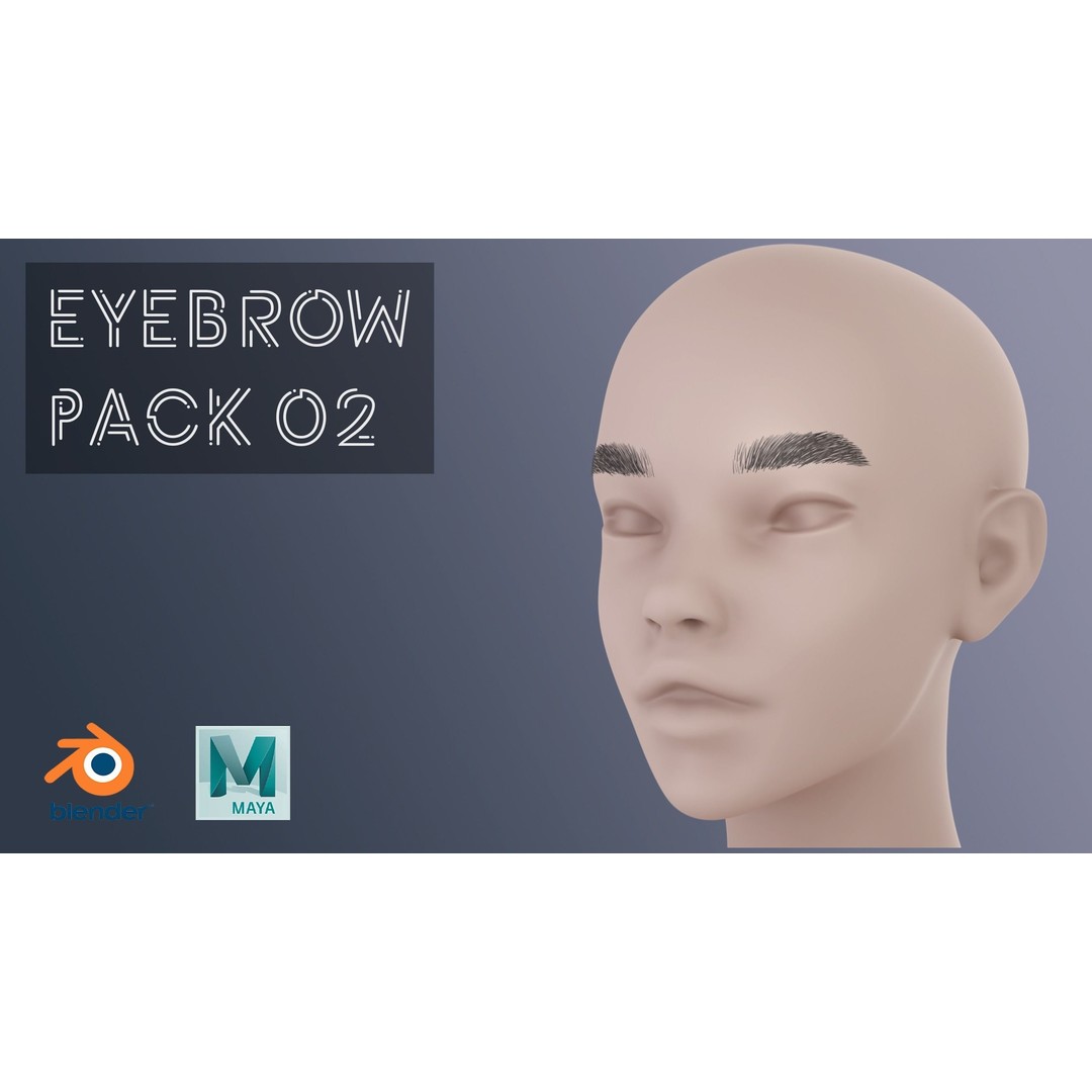 Eyebrow Pack 3D Model – Low Poly Hair Grooming Asset, FBX & Blender - View 3