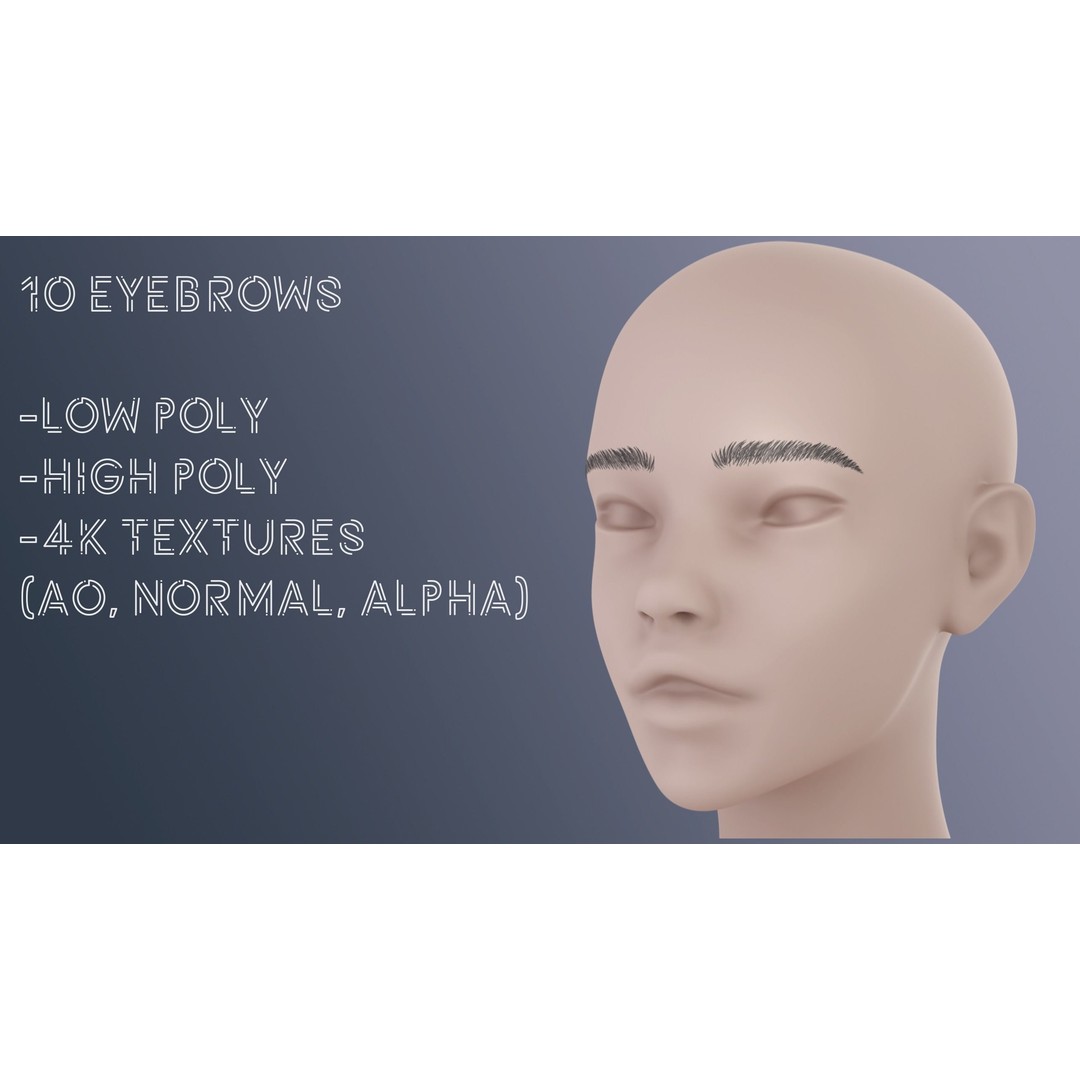 Eyebrow Pack 3D Model – Low Poly Hair Grooming Asset, FBX & Blender - View 4