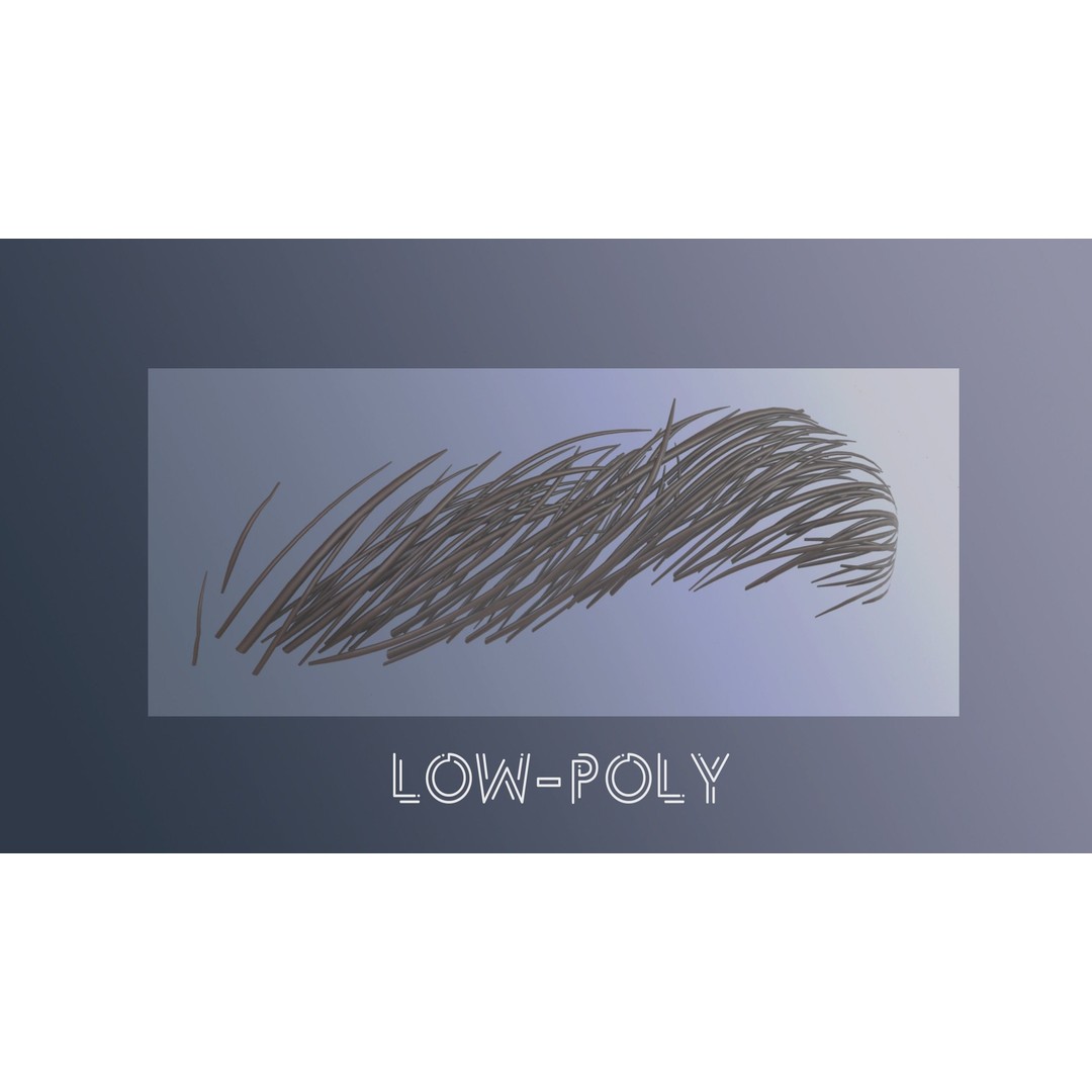 Eyebrow Pack 3D Model – Low Poly Hair Grooming Asset, FBX & Blender - View 7