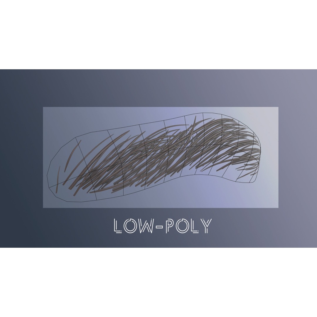 Eyebrow Pack 3D Model – Low Poly Hair Grooming Asset, FBX & Blender - View 8