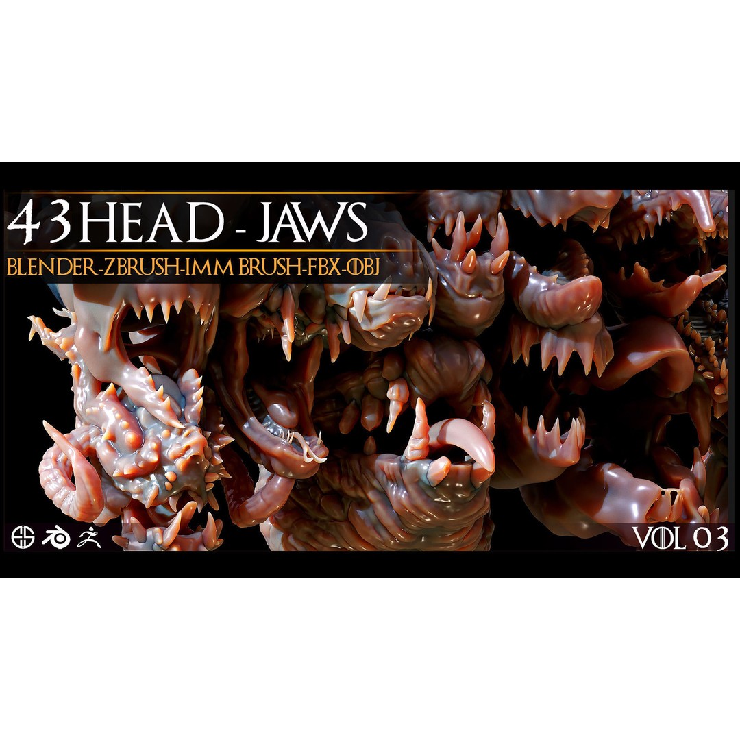 Dinosaur Head 3D Model – Character Anatomy Collection, FBX, OBJ - View 10