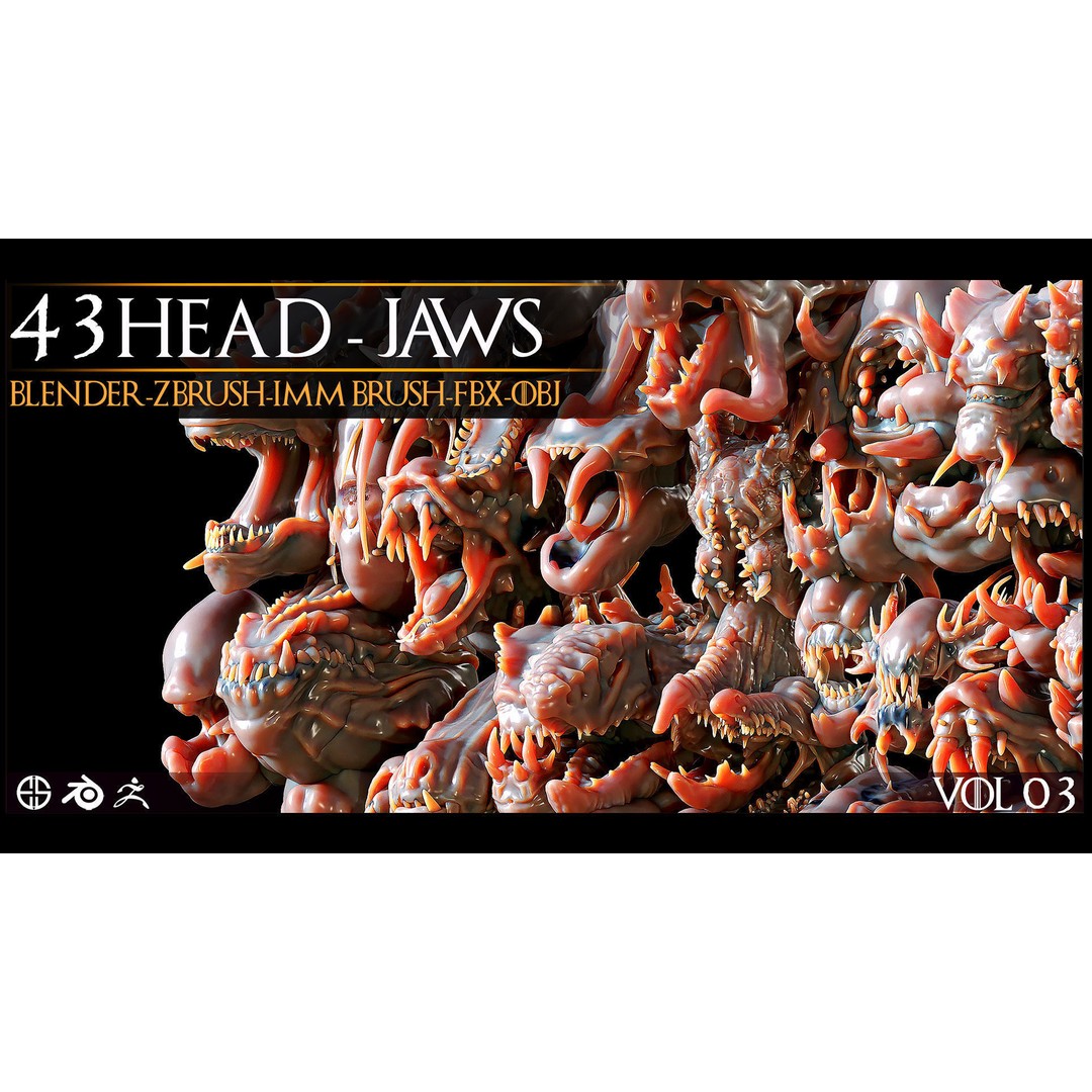 Dinosaur Head 3D Model – Character Anatomy Collection, FBX, OBJ - View 11