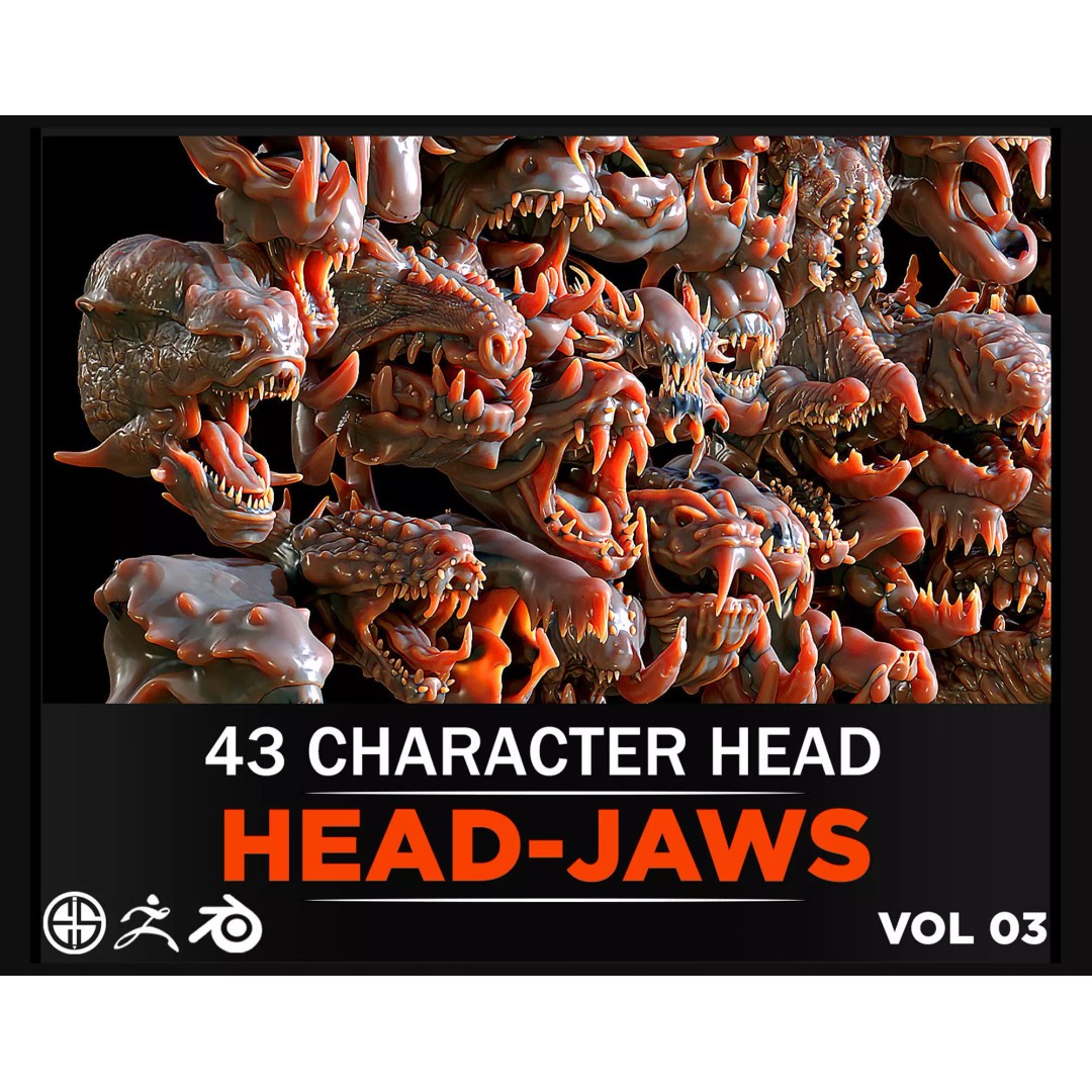 Dinosaur Head 3D Model – Character Anatomy Collection, FBX, OBJ - View 2