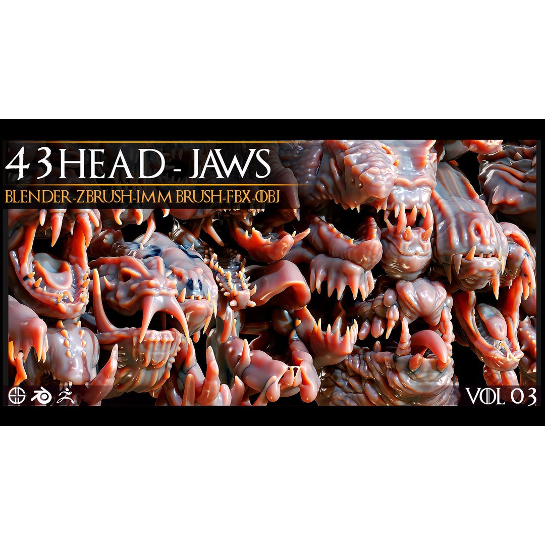 Dinosaur Head 3D Model – Character Anatomy Collection, FBX, OBJ - View 6