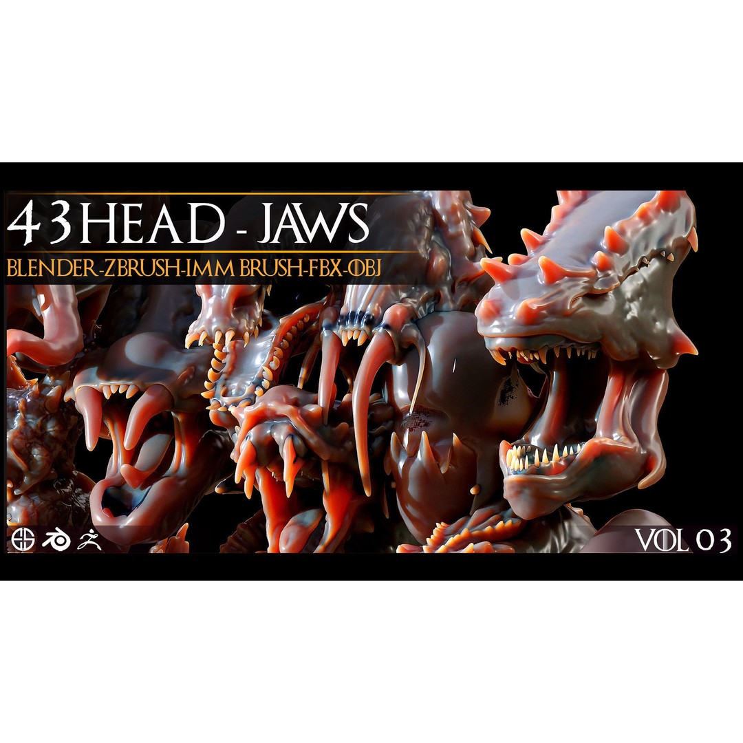 Dinosaur Head 3D Model – Character Anatomy Collection, FBX, OBJ - View 8