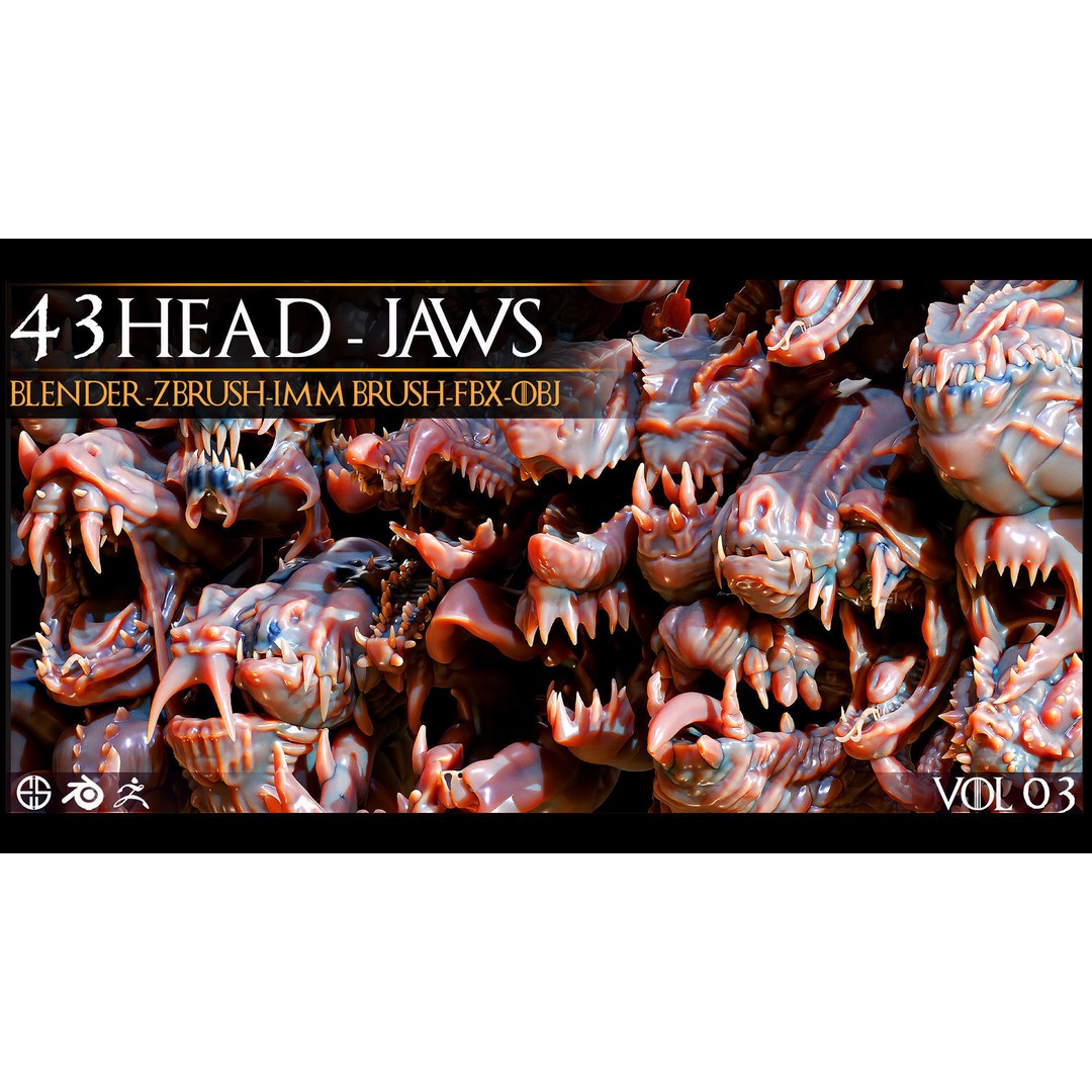 Dinosaur Head 3D Model – Character Anatomy Collection, FBX, OBJ - View 9