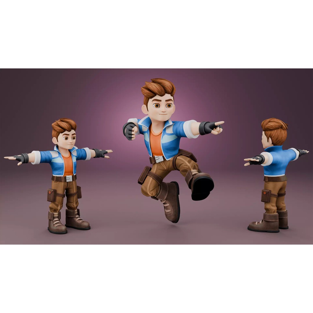 Stylized Adventure Boy 3D Model – Fully Rigged Game-Ready Character, FBX - View 2
