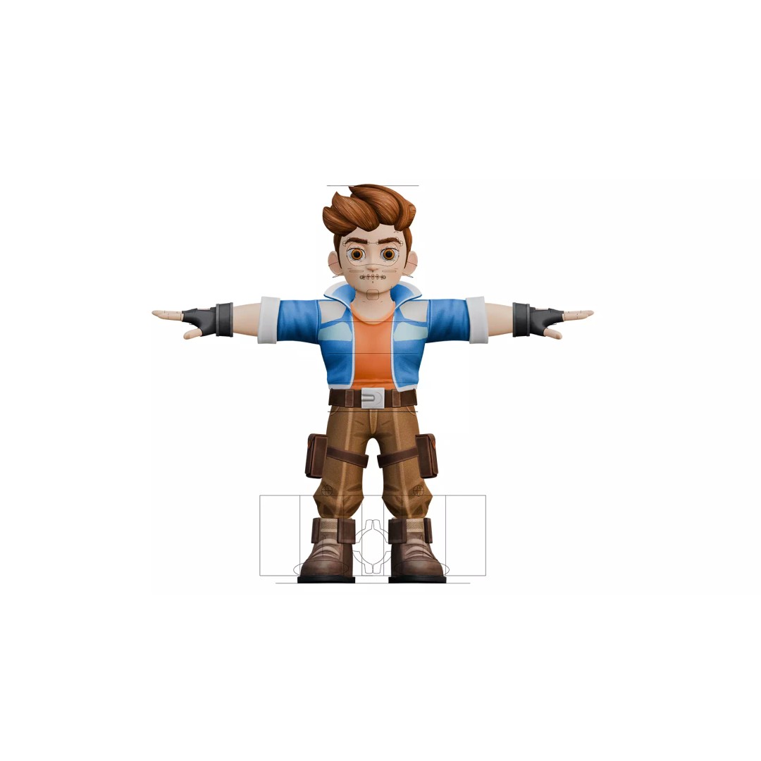 Stylized Adventure Boy 3D Model – Fully Rigged Game-Ready Character, FBX - View 3