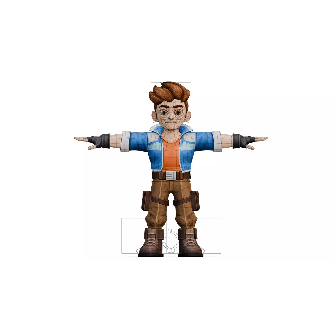 Stylized Adventure Boy 3D Model – Fully Rigged Game-Ready Character, FBX - View 4