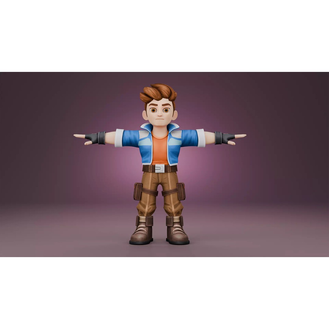 Stylized Adventure Boy 3D Model – Fully Rigged Game-Ready Character, FBX - View 7