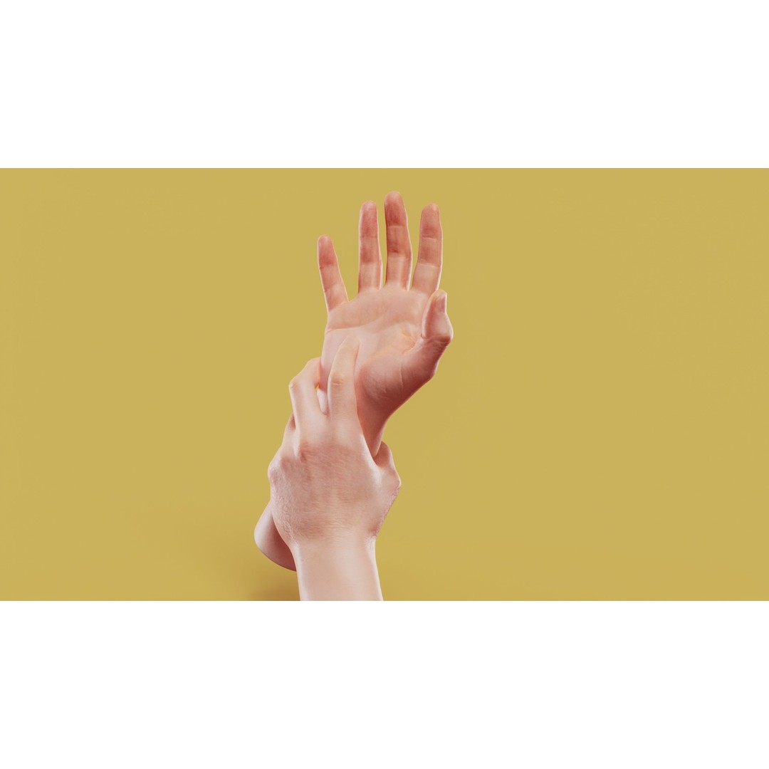 Male Hands 3D Model – Low Poly Photorealistic PBR Asset, FBX - View 13