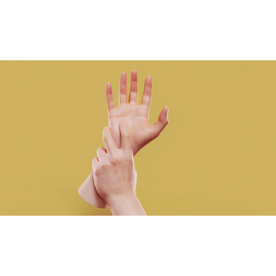 Male Hands 3D Model – Low Poly Photorealistic PBR Asset, FBX - View 2