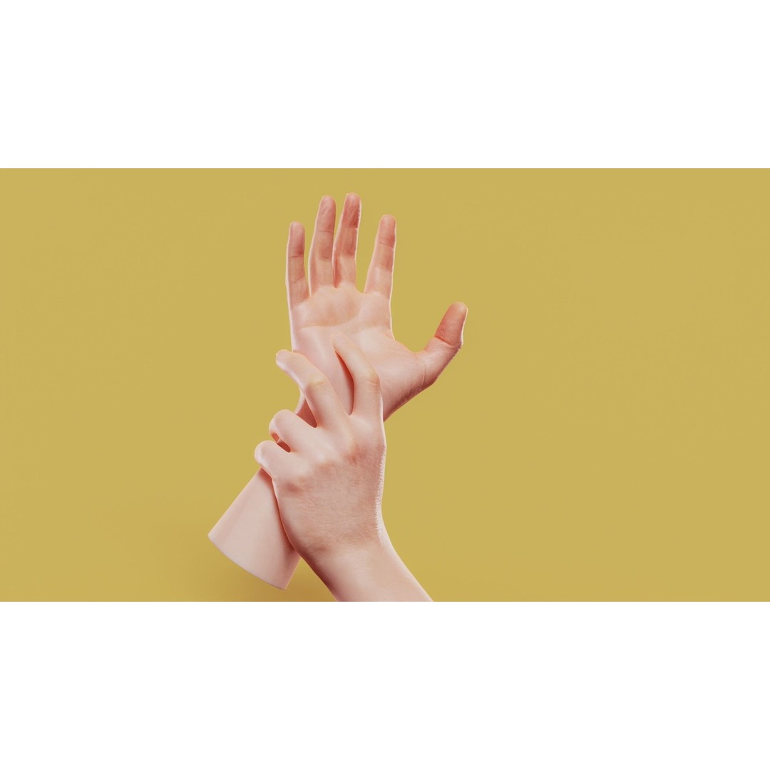 Male Hands 3D Model – Low Poly Photorealistic PBR Asset, FBX - View 3