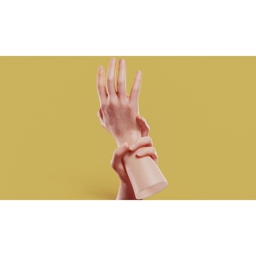 Male Hands 3D Model – Low Poly Photorealistic PBR Asset, FBX - View 7
