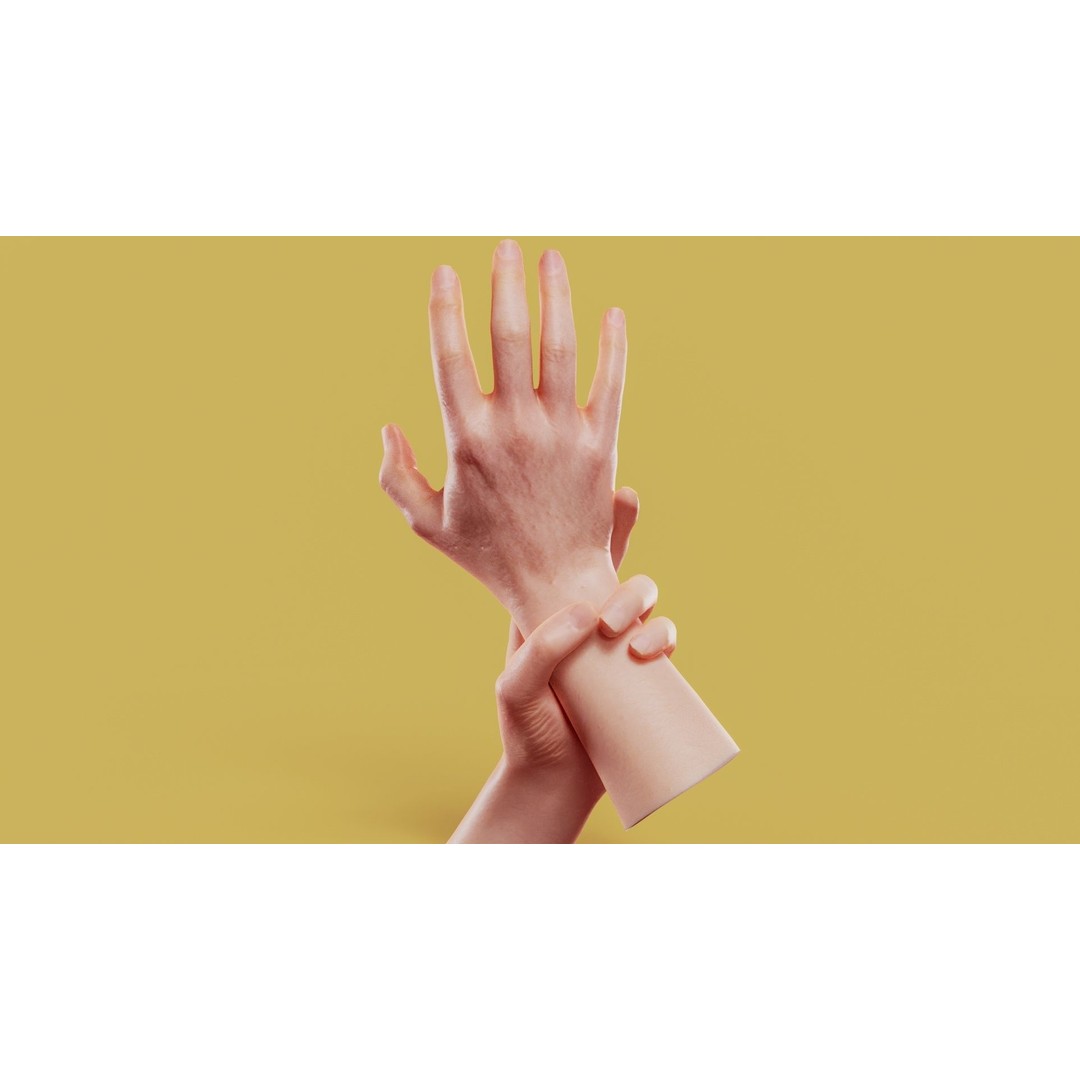 Male Hands 3D Model – Low Poly Photorealistic PBR Asset, FBX - View 8