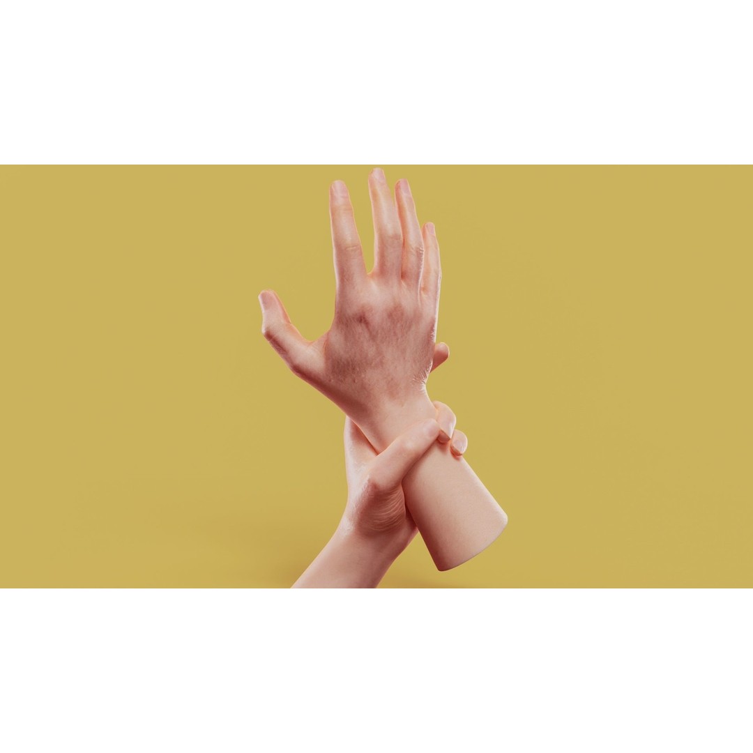 Male Hands 3D Model – Low Poly Photorealistic PBR Asset, FBX - View 9