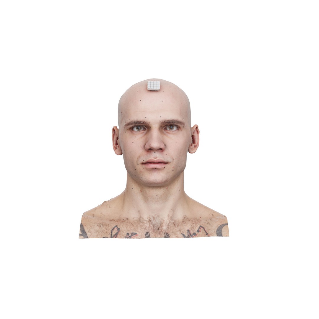 Raw Head Scan Efrain Fields 3D Model – Realistic Male Portrait, OBJ - View 3