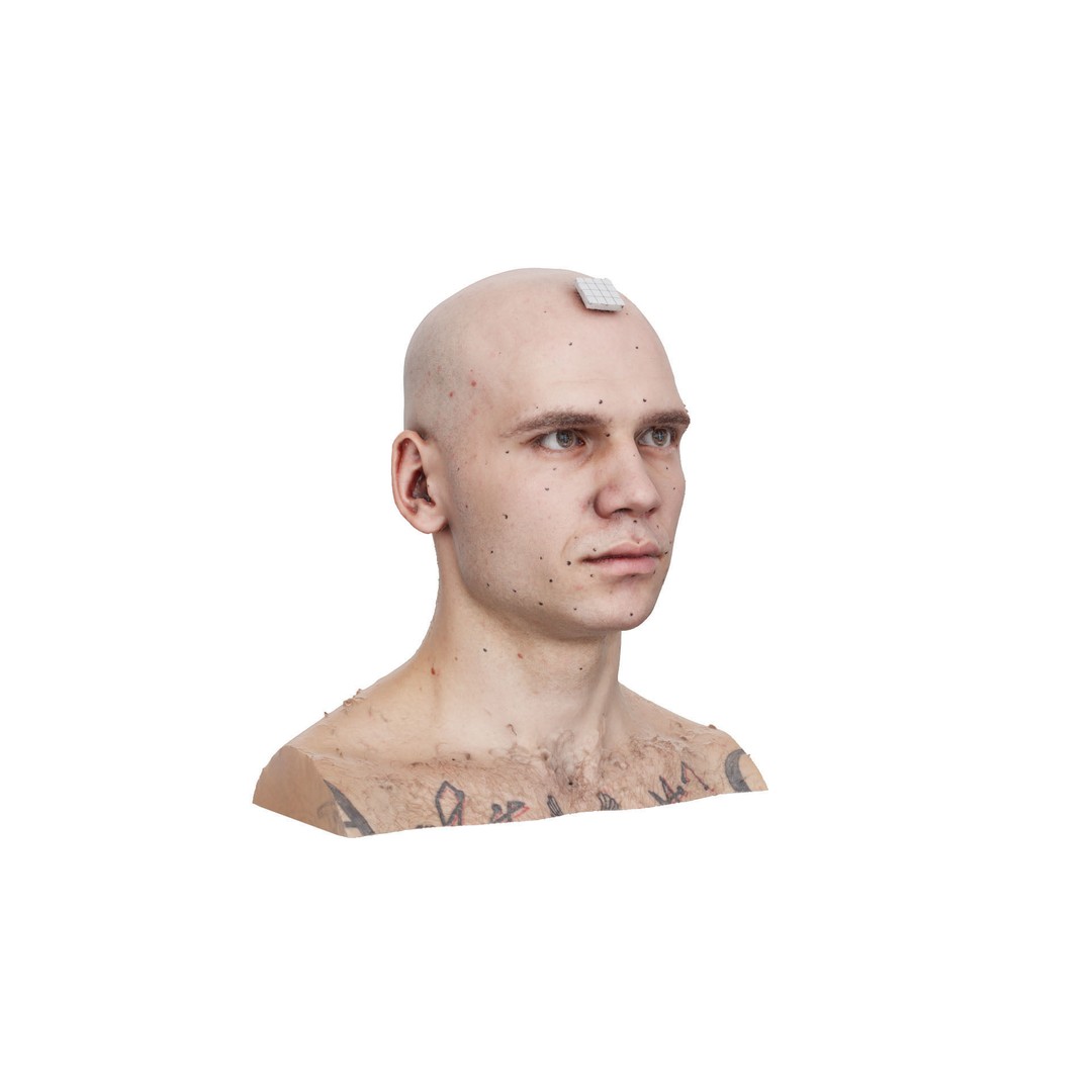Raw Head Scan Efrain Fields 3D Model – Realistic Male Portrait, OBJ - View 4