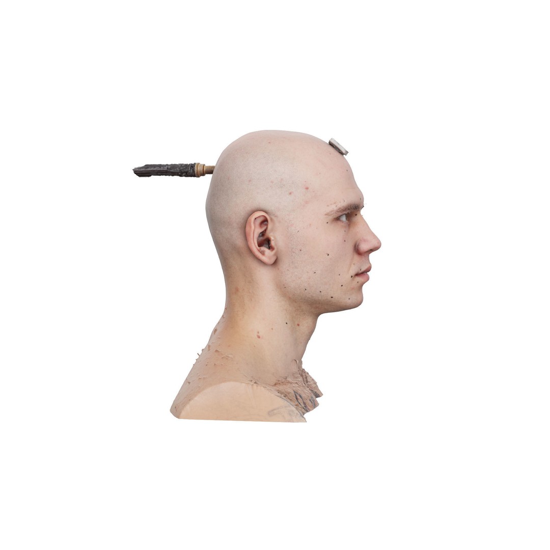 Raw Head Scan Efrain Fields 3D Model – Realistic Male Portrait, OBJ - View 5