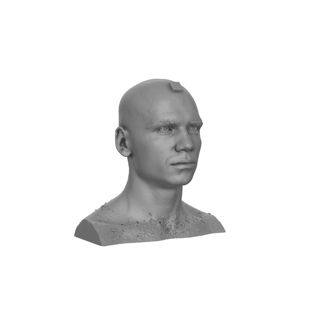 Raw Head Scan Efrain Fields 3D Model – Realistic Male Portrait, OBJ - View 7