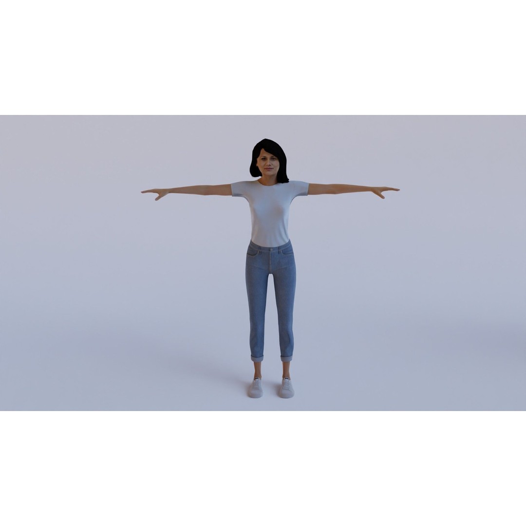 Pack of 7 Rigged Human 3D Models – Low Poly T-Pose Characters, FBX, OBJ - View 9