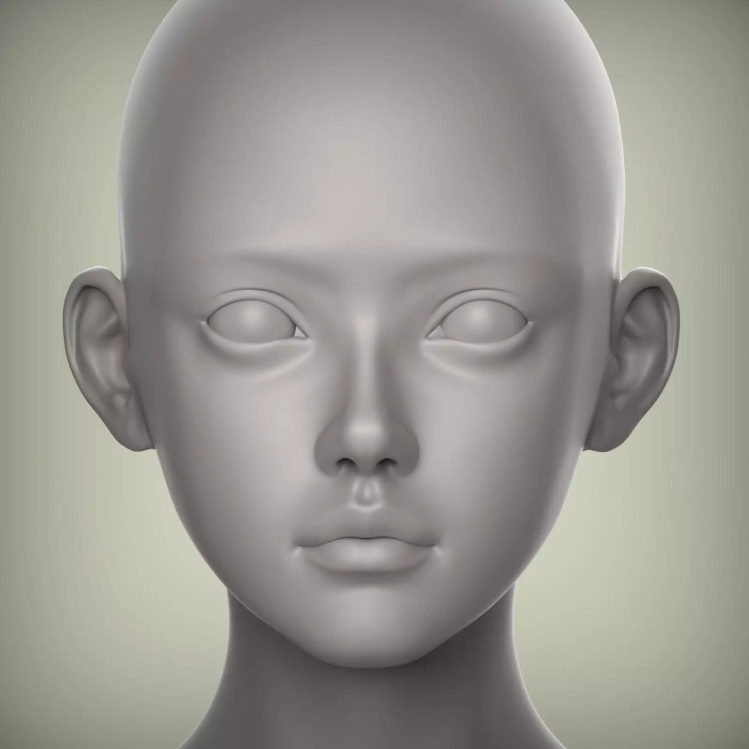 Female Character 3D Model – High Poly Portrait Doll, STL Format - View 2