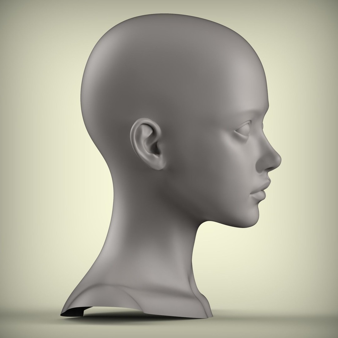 Female Character 3D Model – High Poly Portrait Doll, STL Format - View 5